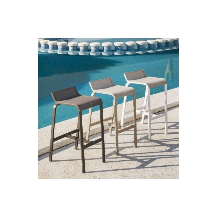 Tabouret Haut Aluminium d’extérieur - LUIS - lemobilierdejardin.fr
