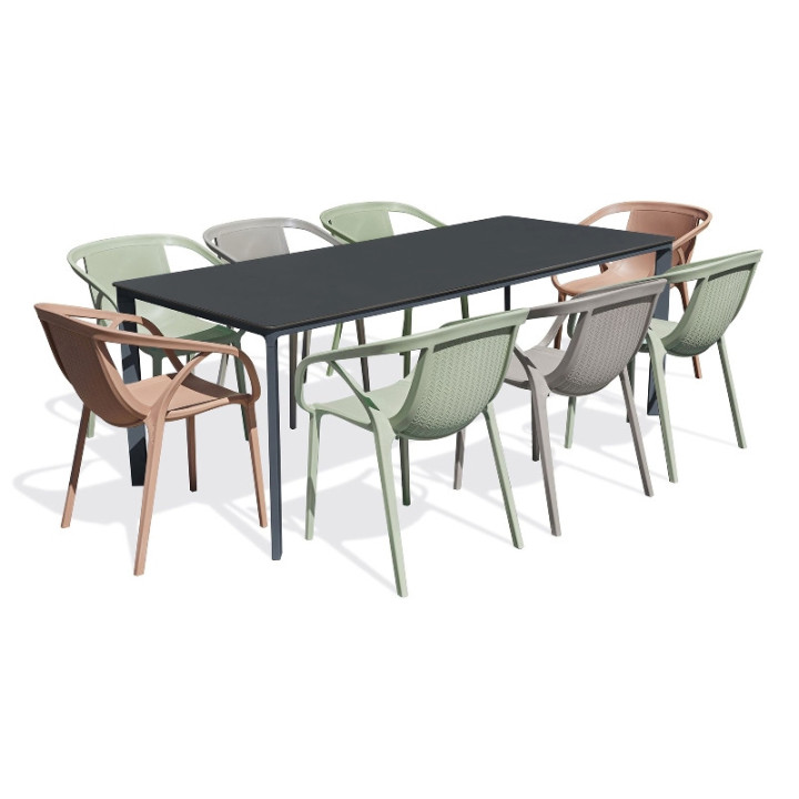 Ensemble table et chaise de jardin 8 personnes - MEET + HOP - EZPELETA