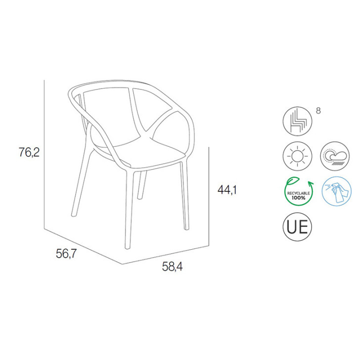 Ensemble table et chaise de jardin 8 personnes - MEET + HOP - EZPELETA
