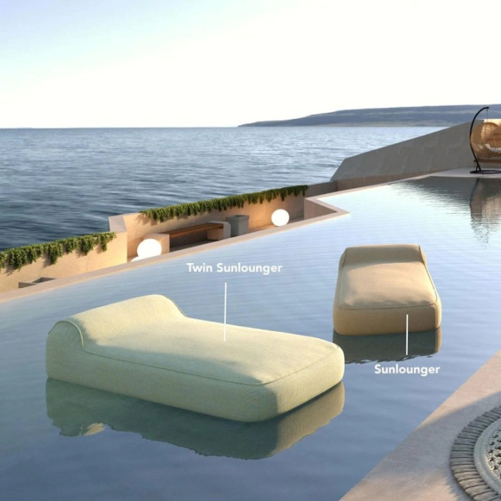 Bain de soleil double gonflable et flottant pour jardin et piscine - TWIN SUNLOUNGER - fillup