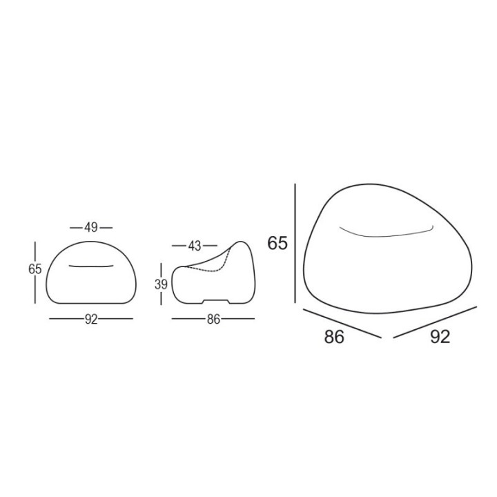 Fauteuil - Gumball - Plust - dimensions
