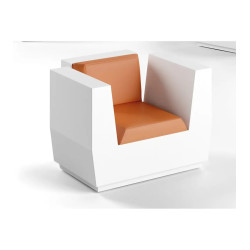 Fauteuil - BIG CUT - blanc tissus orange