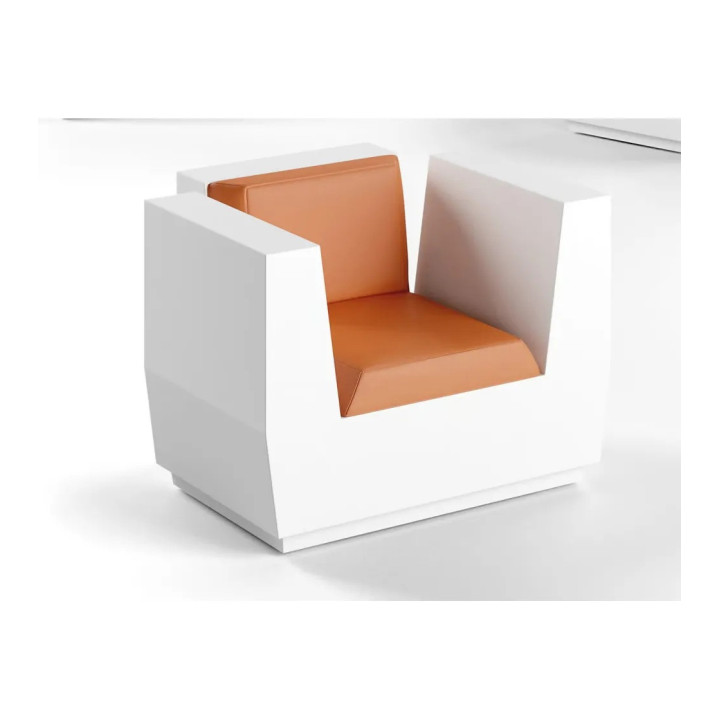 Fauteuil - BIG CUT - blanc tissus orange