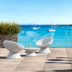 Fauteuil relax d'extérieur avec coussin avec table basse - FADE - Plust