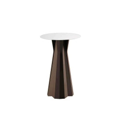 Table Haute - FROZEN - PLUST - Plateau rond HPL blanc