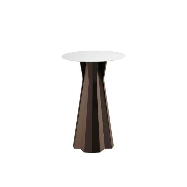 Table Haute - FROZEN - PLUST - Plateau rond HPL blanc