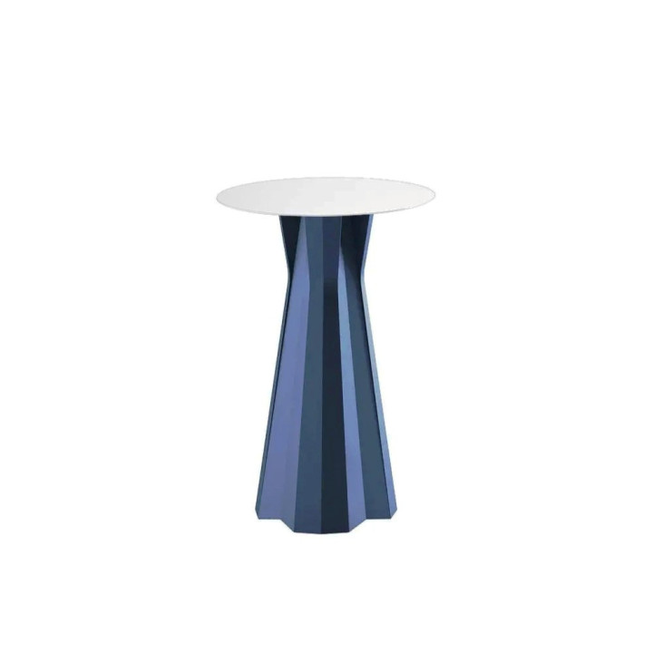 Table Haute - FROZEN - PLUST - Plateau rond HPL blanc
