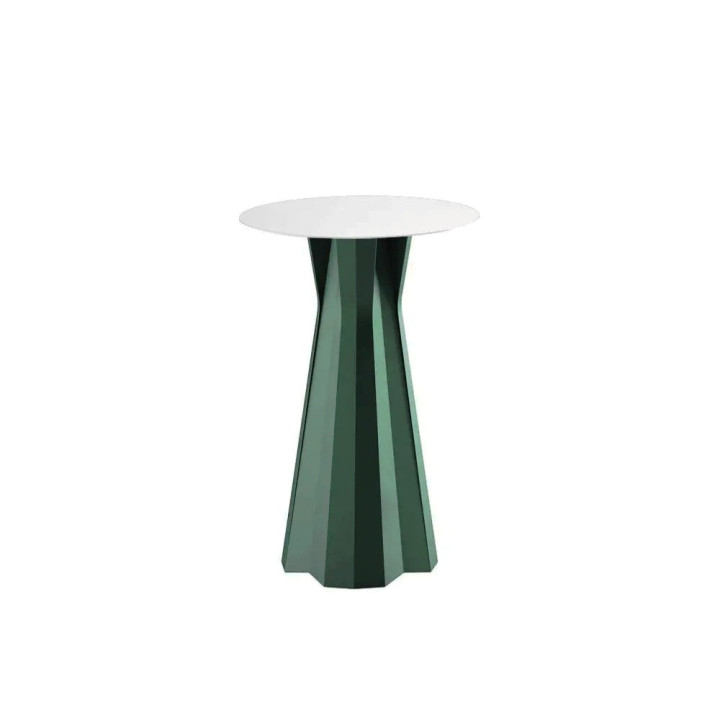 Table Haute - FROZEN - PLUST - Plateau rond HPL blanc
