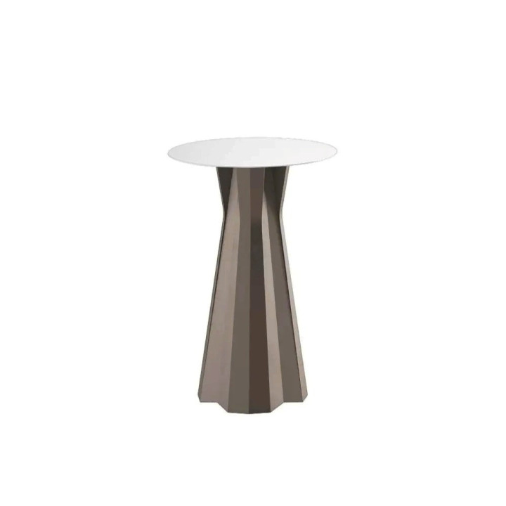 Table Haute - FROZEN - PLUST - Plateau rond HPL blanc