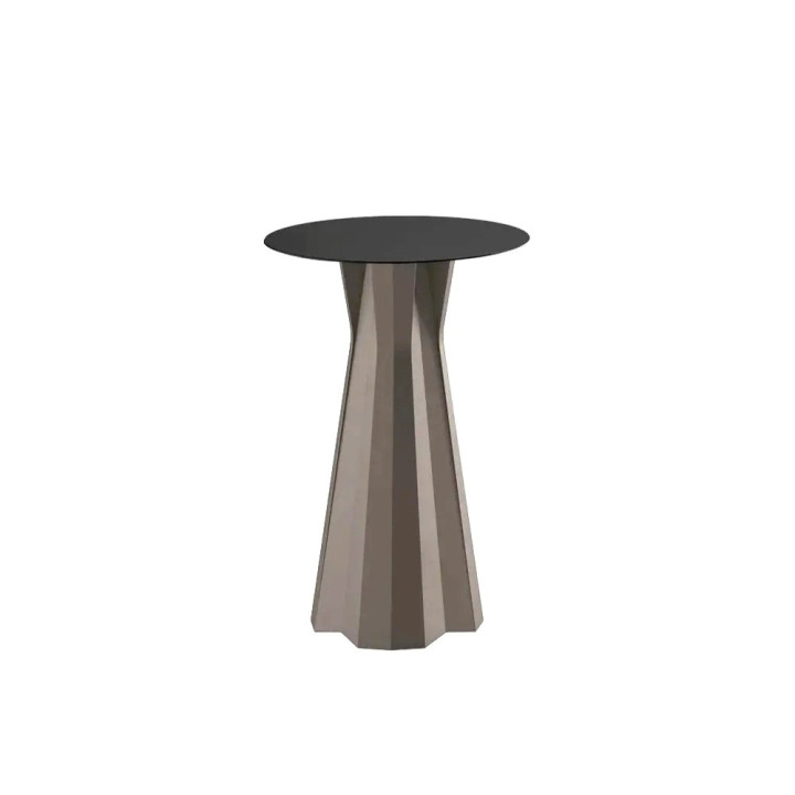 Table Haute - FROZEN - PLUST - Plateau rond HPL noir