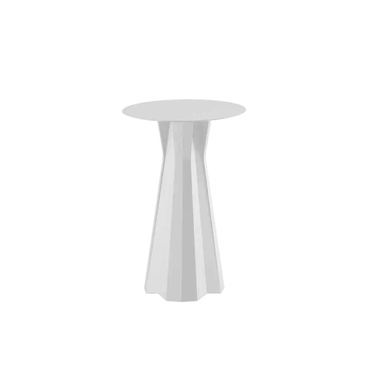 Table Haute - FROZEN - PLUST - Plateau rond HPL blanc