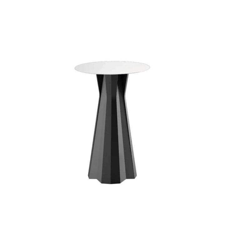 Table Haute - FROZEN - PLUST - Plateau rond HPL blanc