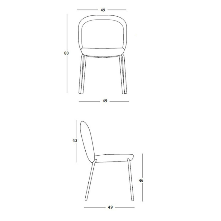 Chaise empilable avec pieds métalliques dimensions