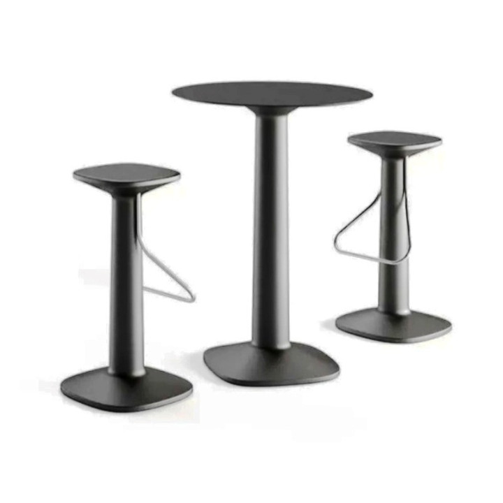 Table haute - TOOL - plust plateau noir avec 2 tabourets