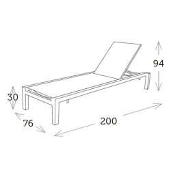 Transat inclinable 5 positions sur roulettes - UNA - TRESI