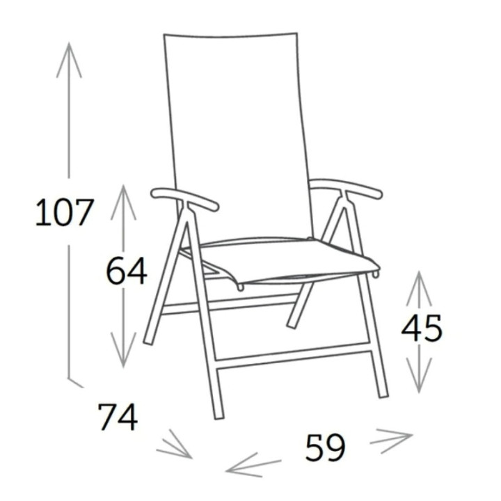 Fauteuil inclinable 4 positions structure en aluminium, assise et dossier en toile - YORK - TRESI