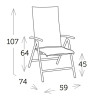 Fauteuil inclinable 4 positions structure en aluminium, assise et dossier en toile - YORK - TRESI