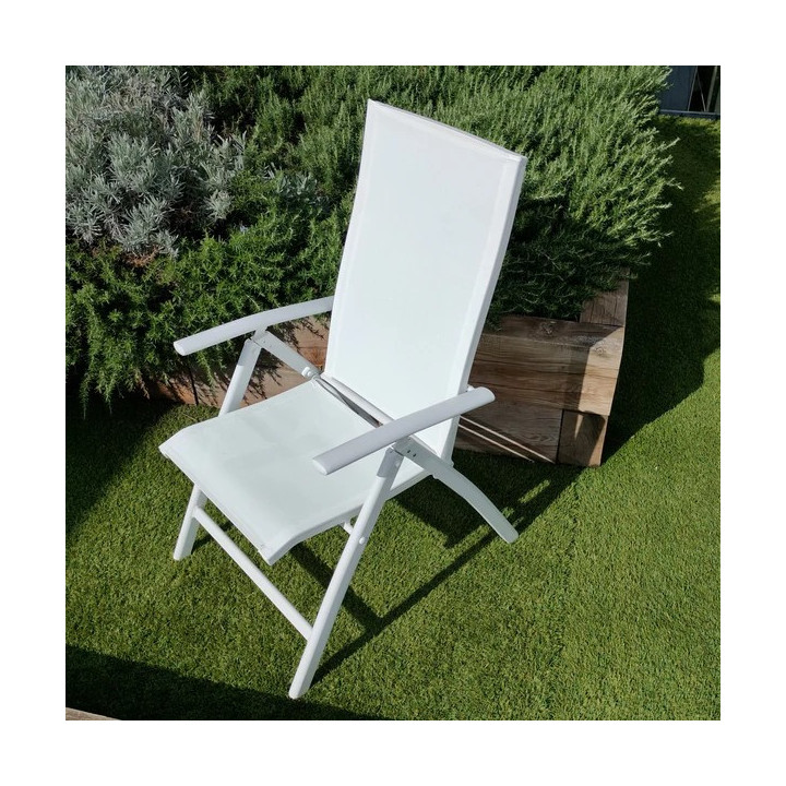 Fauteuil inclinable 4 positions structure en aluminium, assise et dossier en toile - YORK - TRESI