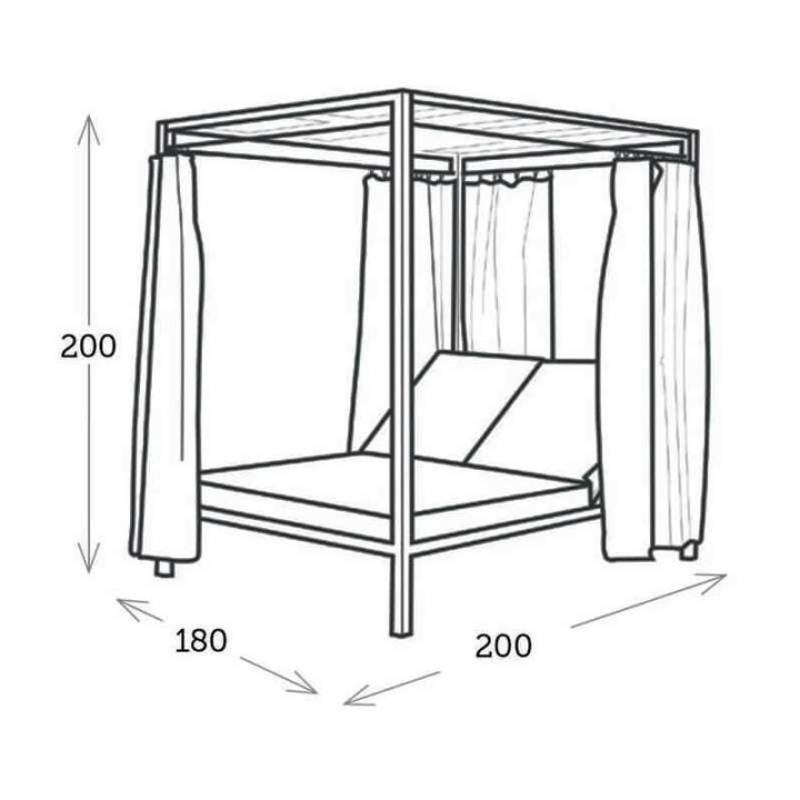 Lit de jardin design avec rideaux