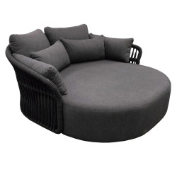 Lit de jardin rond en corde noir – confort et design extérieur - MITO - TRESI