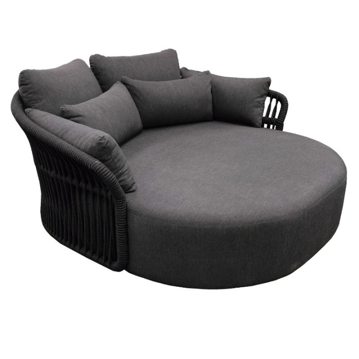 Lit de jardin rond en corde noir – confort et design extérieur - MITO - TRESI