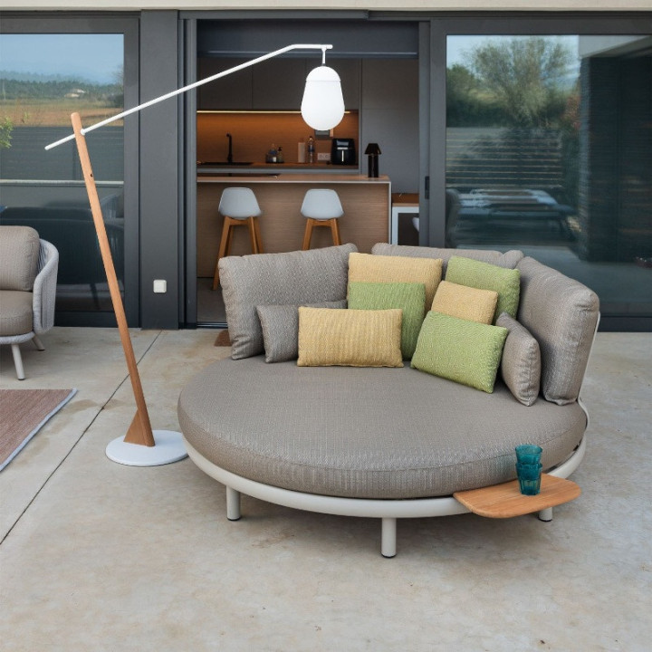 Lit de jardin rond avec plateau en teck – design et confort extérieur - CORVA - TRESI