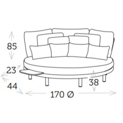 Lit de jardin rond avec plateau en teck – design et confort extérieur - CORVA - TRESI
