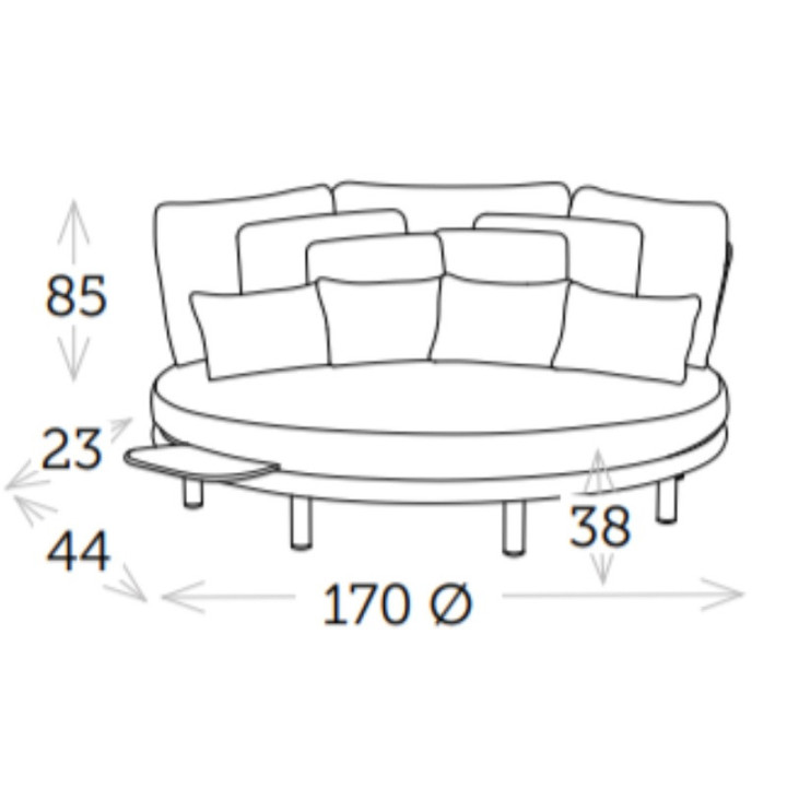 Lit de jardin rond avec plateau en teck – design et confort extérieur - CORVA - TRESI
