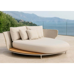 Lit rond avec plateau teck – confort et design extérieur - DELTA - TRESI