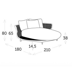 Lit rond avec plateau teck – confort et design extérieur - DELTA - TRESI