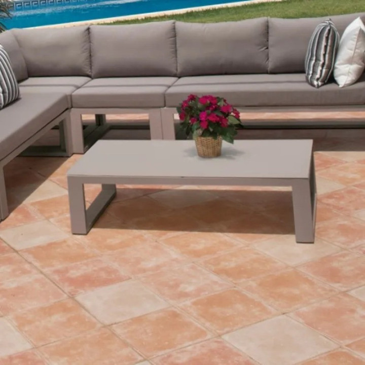 Table basse extérieure en aluminium et verre trempé - BELLUNO - TRESI