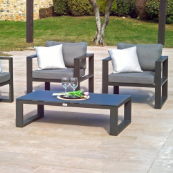 Table basse extérieure en aluminium et verre trempé - BELLUNO - TRESI