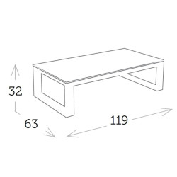 Table basse extérieure en aluminium et verre trempé - BELLUNO - TRESI