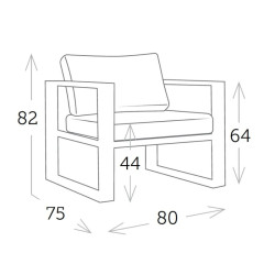 Fauteuil de jardin en aluminium avec coussins - BELLUNO - TRESI
