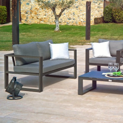 Canapé de jardin 2 places aluminium avec coussins - BELLUNO - TRESI