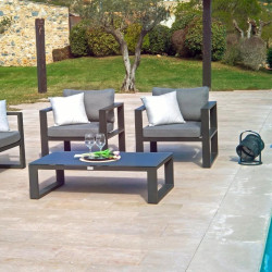 Salon de jardin outdoor élégant en aluminium avec canapé, fauteuils et table basse - BELLUNO - TRESI