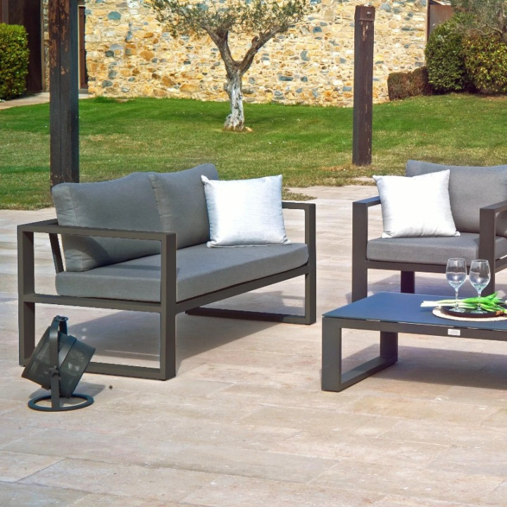 Salon de jardin outdoor élégant en aluminium avec canapé, fauteuils et table basse - BELLUNO - TRESI
