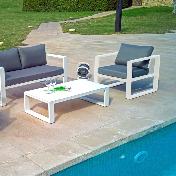 Salon de jardin outdoor élégant en aluminium avec canapé, fauteuils et table basse - BELLUNO - TRESI
