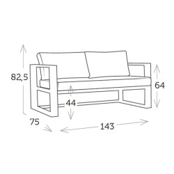 Salon de jardin outdoor élégant en aluminium avec canapé, fauteuils et table basse - BELLUNO - TRESI