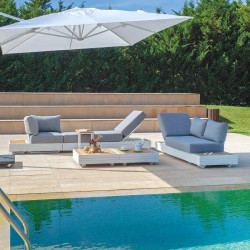 Salon de jardin d'angle en aluminium et en teck - LARGO - TRESI