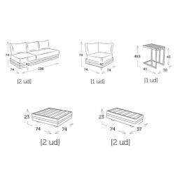 Salon de jardin d'angle en aluminium et en teck - LARGO - TRESI