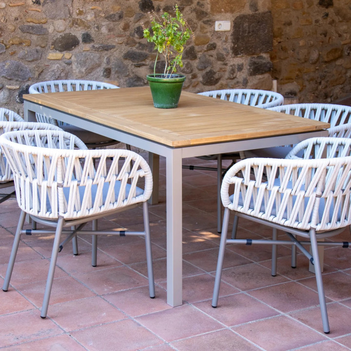 Table de jardin extensible élégante et modulable en aluminium et teck - ESSENTIAL - TRESI