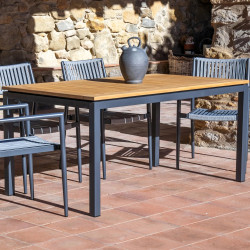 Table de jardin extensible élégante et modulable en aluminium et teck - ESSENTIAL - TRESI