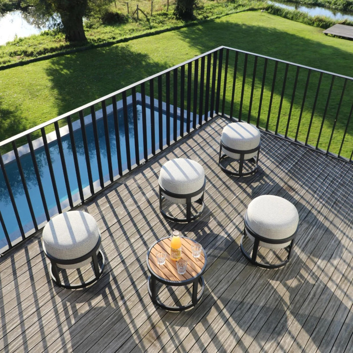 Table d’appoint moderne et pratique aluminium et teck - TOTEM - TRESI