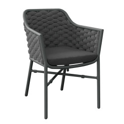 Fauteuil de jardin confortable Rio empilable en aluminium et corde - RIO - TRESI
