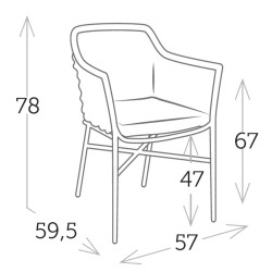 Fauteuil de jardin confortable Rio empilable en aluminium et corde - RIO - TRESI
