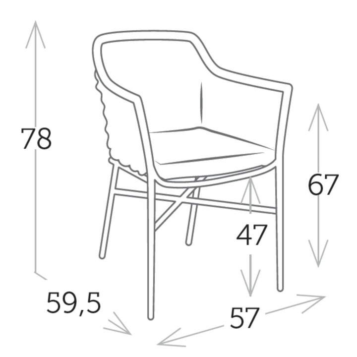 Fauteuil de jardin confortable Rio empilable en aluminium et corde - RIO - TRESI