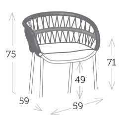 Chaise de jardin empilable aluminium et corde - DROP - TRESI