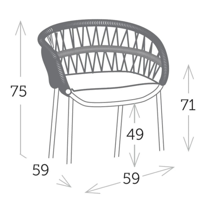 Chaise de jardin empilable aluminium et corde - DROP - TRESI