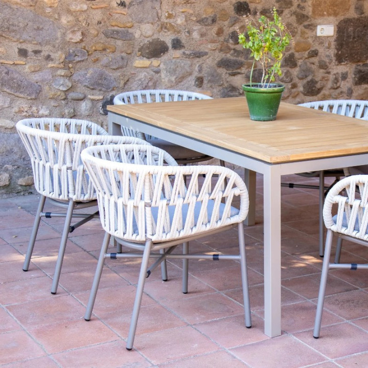 Chaise de jardin empilable aluminium et corde - DROP - TRESI